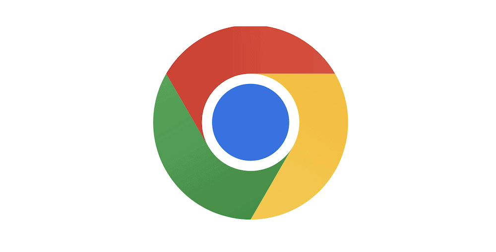 Das Google Chrome-Rondell zeigt einen segmentierten äußeren Kreis in Rot, Grün und Gelb. Außerdem gibt es einen inneren Kreis in Blau, der von einem weißen Rand umgeben ist.
