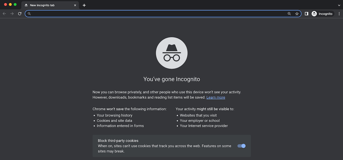 Incognito modus in Chrome.