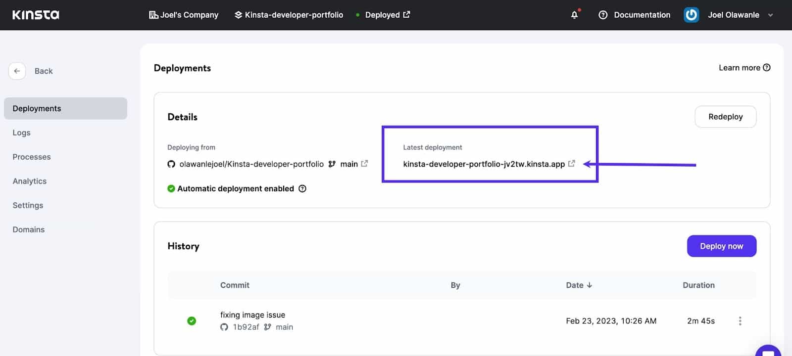 Lien de déploiement sur Kinsta