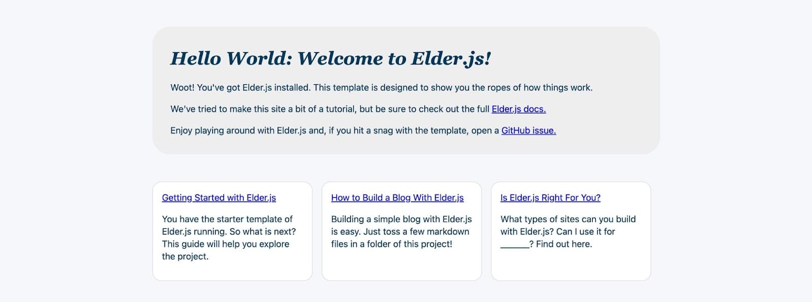 مثال شروع سریع Elder.js