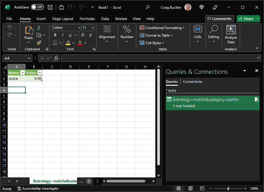 Excel live data