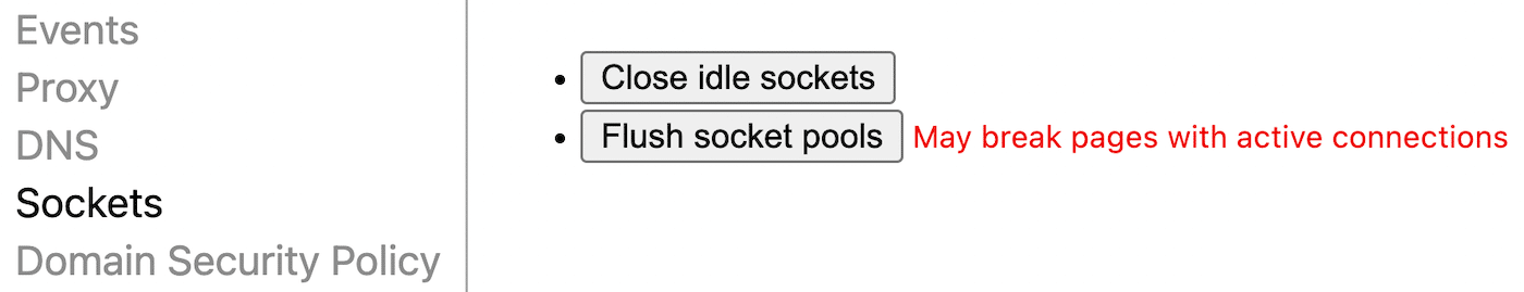 Vaciar los socket pools de Chrome