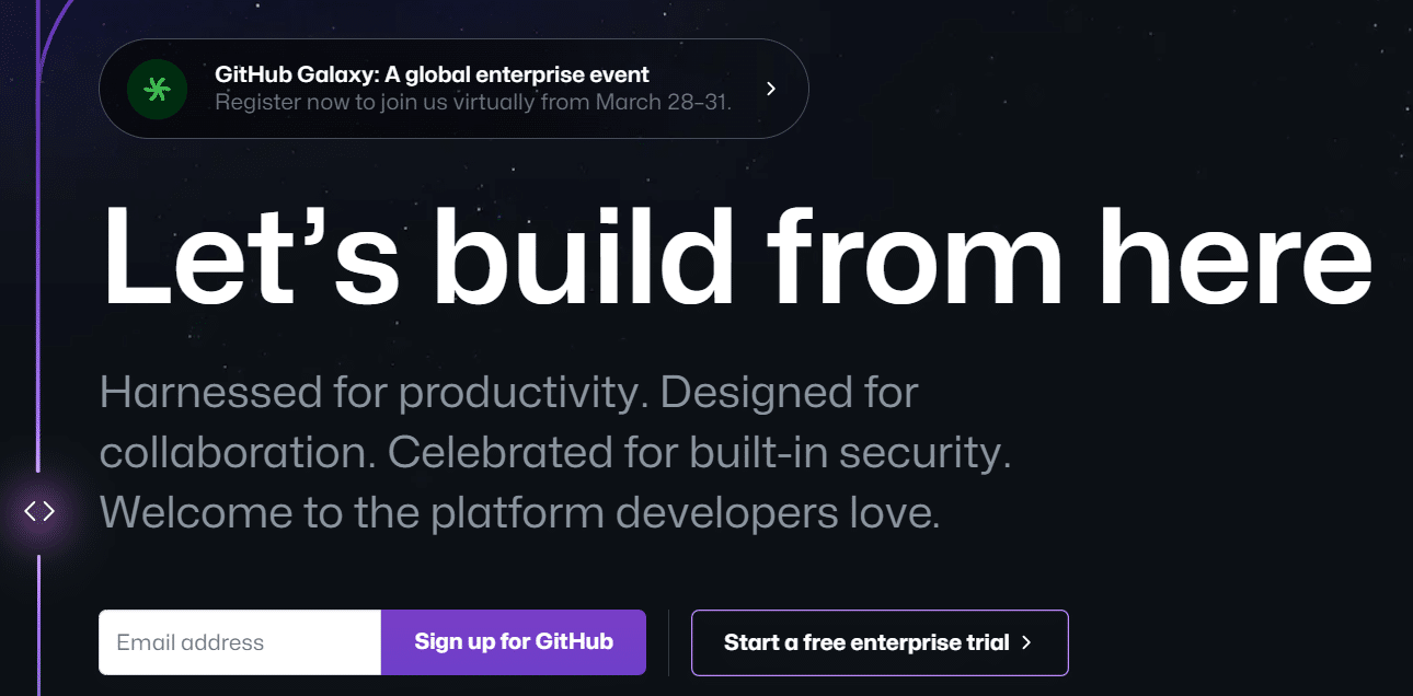 Die GitHub Startseite