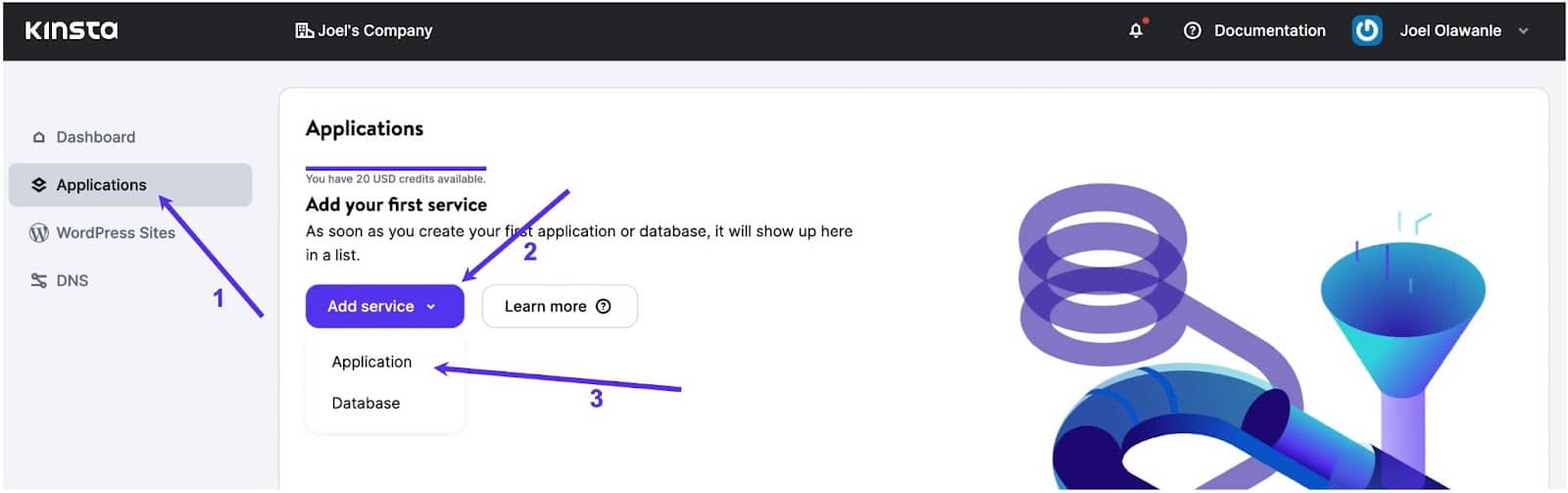 Skapa ett applikationsprojekt i MyKinsta