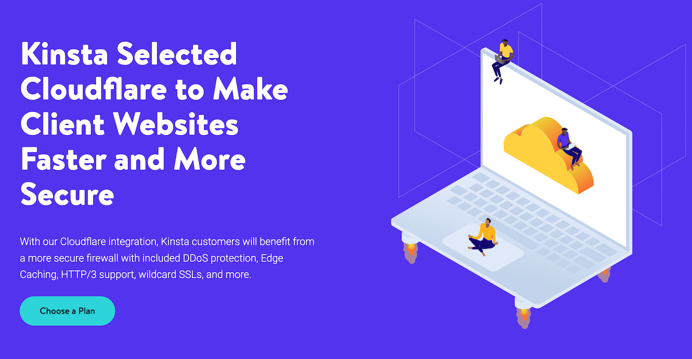 Een landingspagina voor de Kinsta Cloudflare integratie