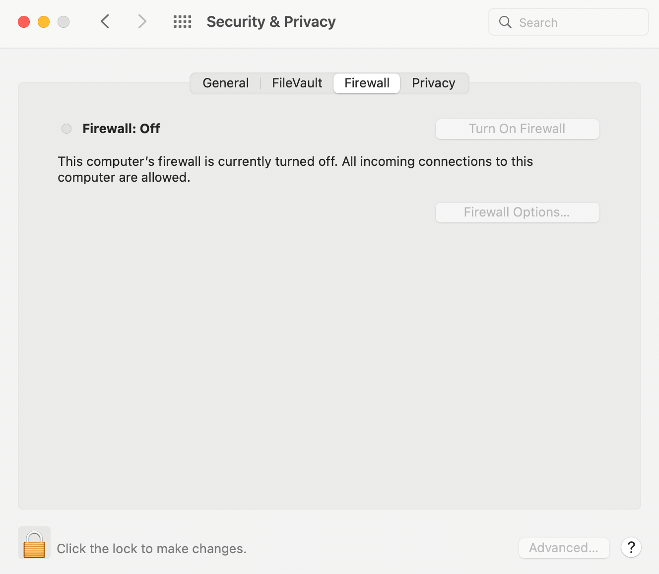 Turning off firewall settings on a Mac