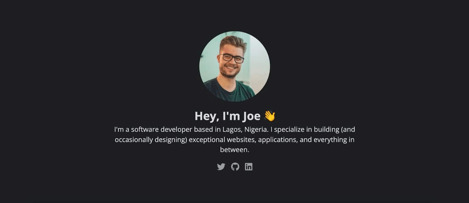 La foto avatar di Joe, developer che usa Next.js e introduce il suo portfolio