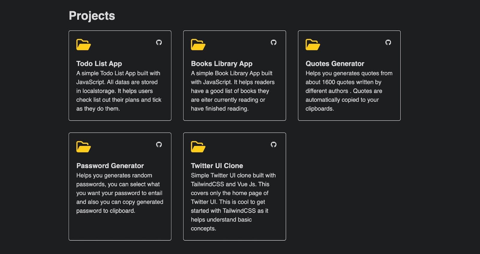 Componente Next.js projects per il sito web del portfolio