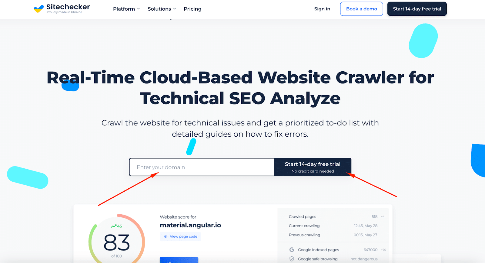 Sitechecker website crawler tool homepage