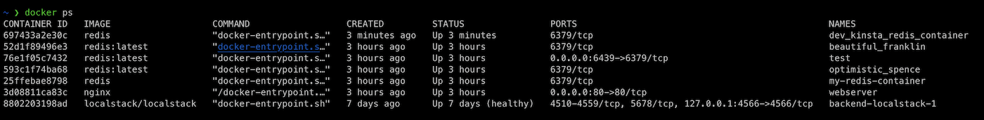 Controleer of Redis draait in een container