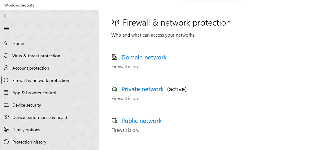 Managing the firewalls in Windows