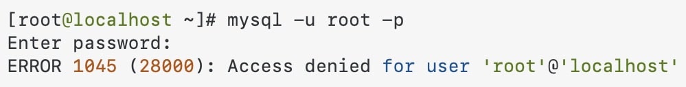 An example of the MySQL 1045 Error