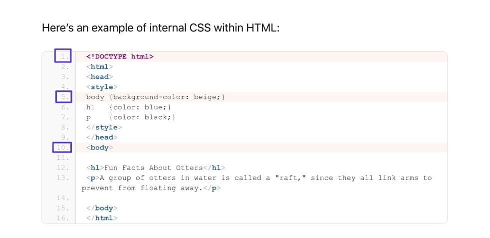 Líneas resaltadas en el frontend