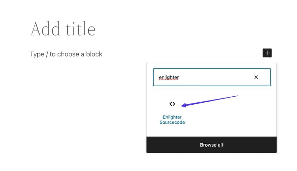 Enlighter Sourcecode Block to display WordPress code