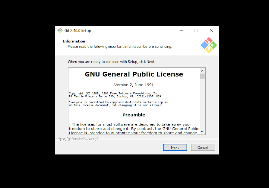Accept the GNU license.