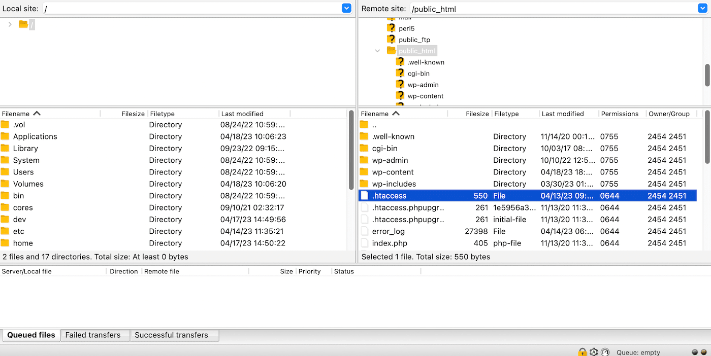 Accessing the .htaccess file using an FTP client