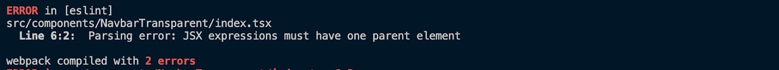 「JSX expressions must have one parent element」エラーメッセージ