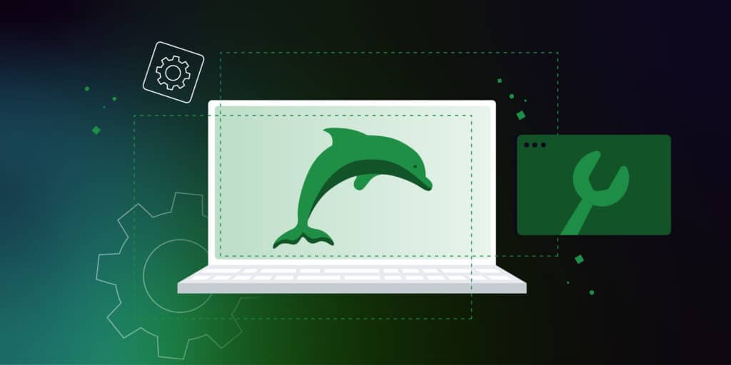 A dolphin on a computer screen representing how to fix the mysqladmin repair table error