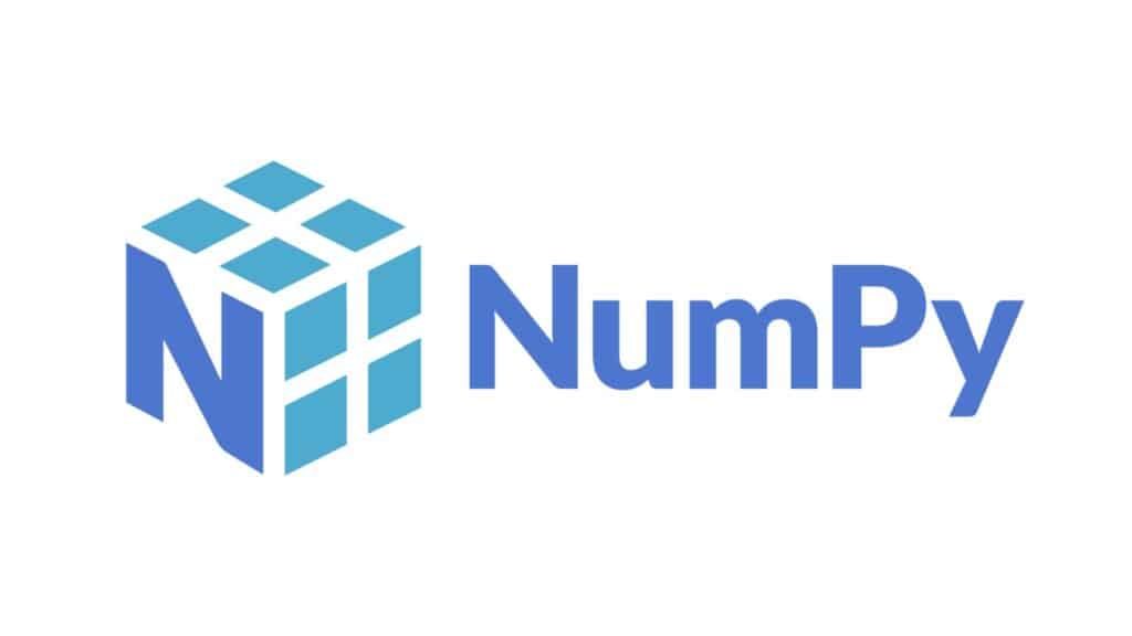 Numpy logo formed with a 3D cube and the word “NumPy”.