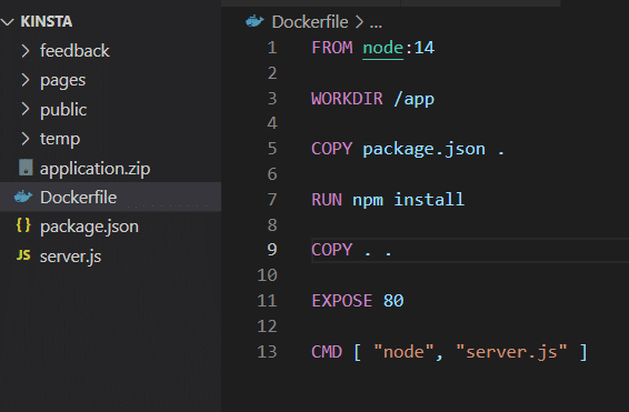 Dockerfileを更新し、VOLUME属性を削除