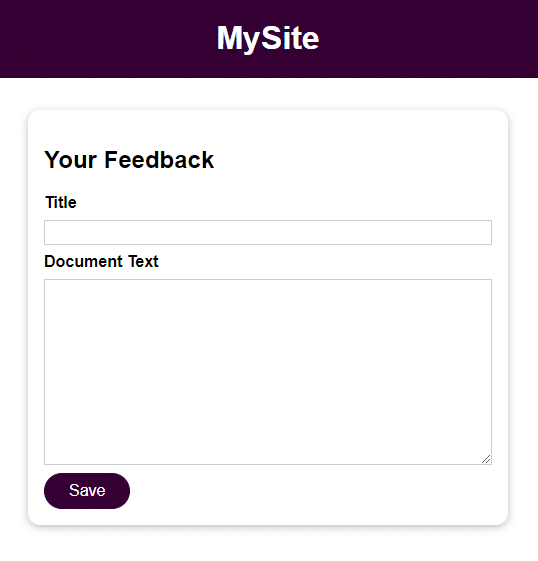 Schermata dell'interfaccia grafica del modulo di feedback dell'applicazione demo.