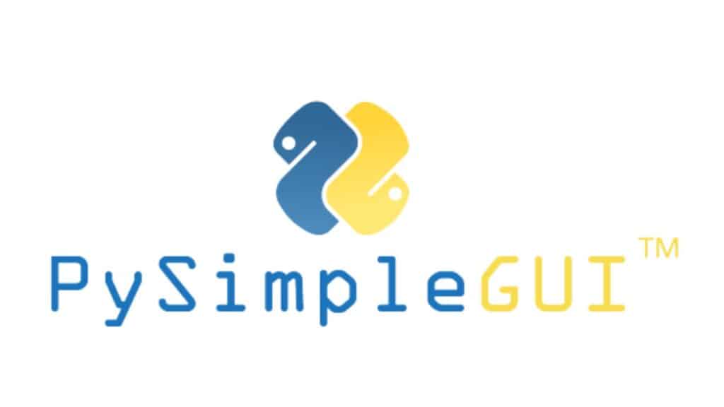 PySimpleGUI varemærke med et roteret Python-logo over sig.