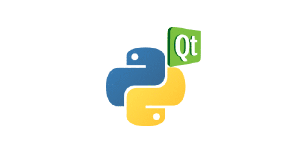 Logoet for PyQt-framework med Python-logoet i midten og Qt-logoet i det øverste hjørne.