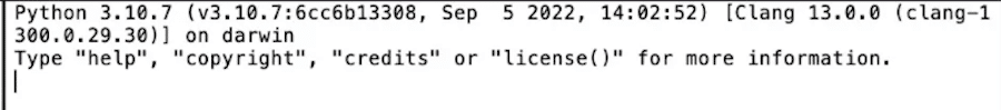 Codice di una shell Python shell in IDLE.