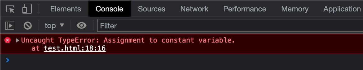 Chromeのエラー（Uncaught TypeError: Assignment to constant variable）