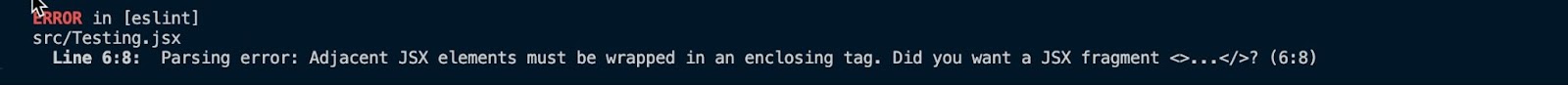 「Adjacent JSX elements must be wrapped in an enclosing tag. Did you want a JSX fragment <>…</>?」エラーメッセージ