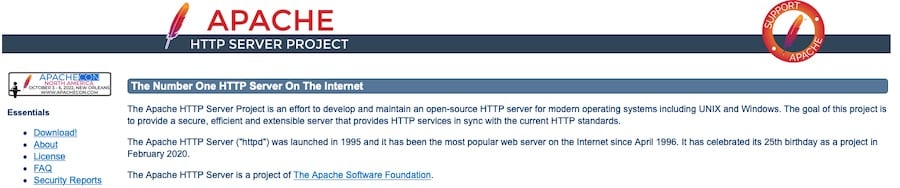 Apache Web Server website. 