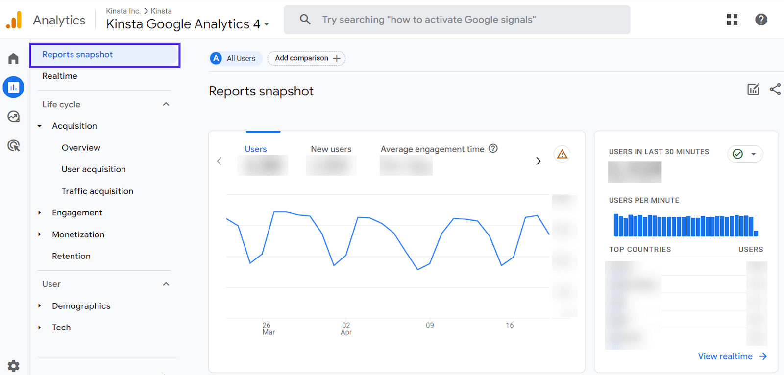 Reports Snapshot i Google Analytics.