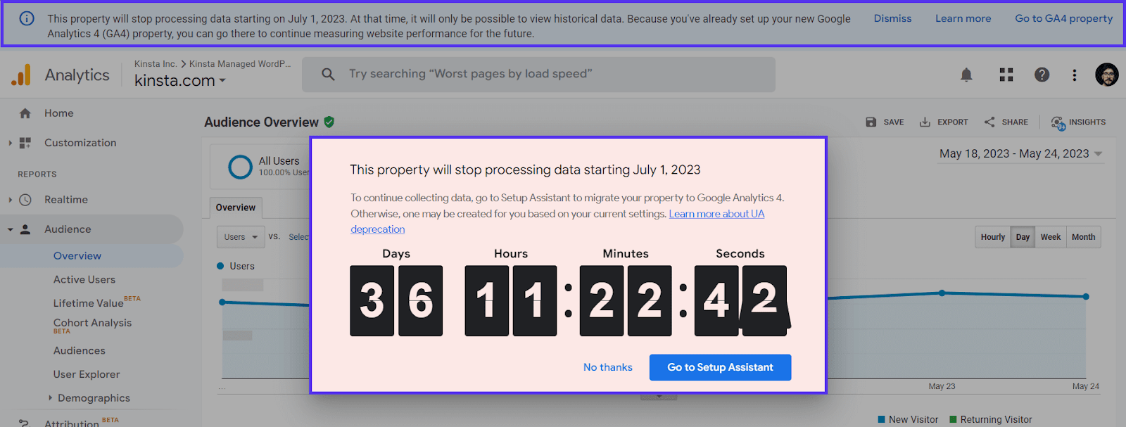 Un timer per il conto alla rovescia per GA4