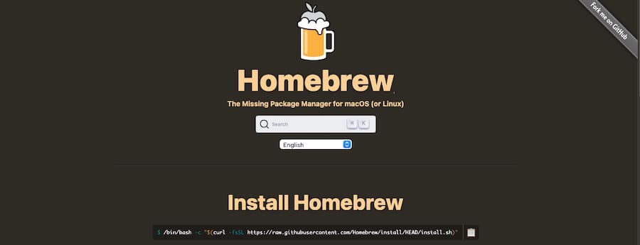 Il sito web di Homebrew.