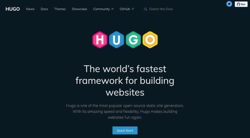 Hugo is a popular example of a static site generator.