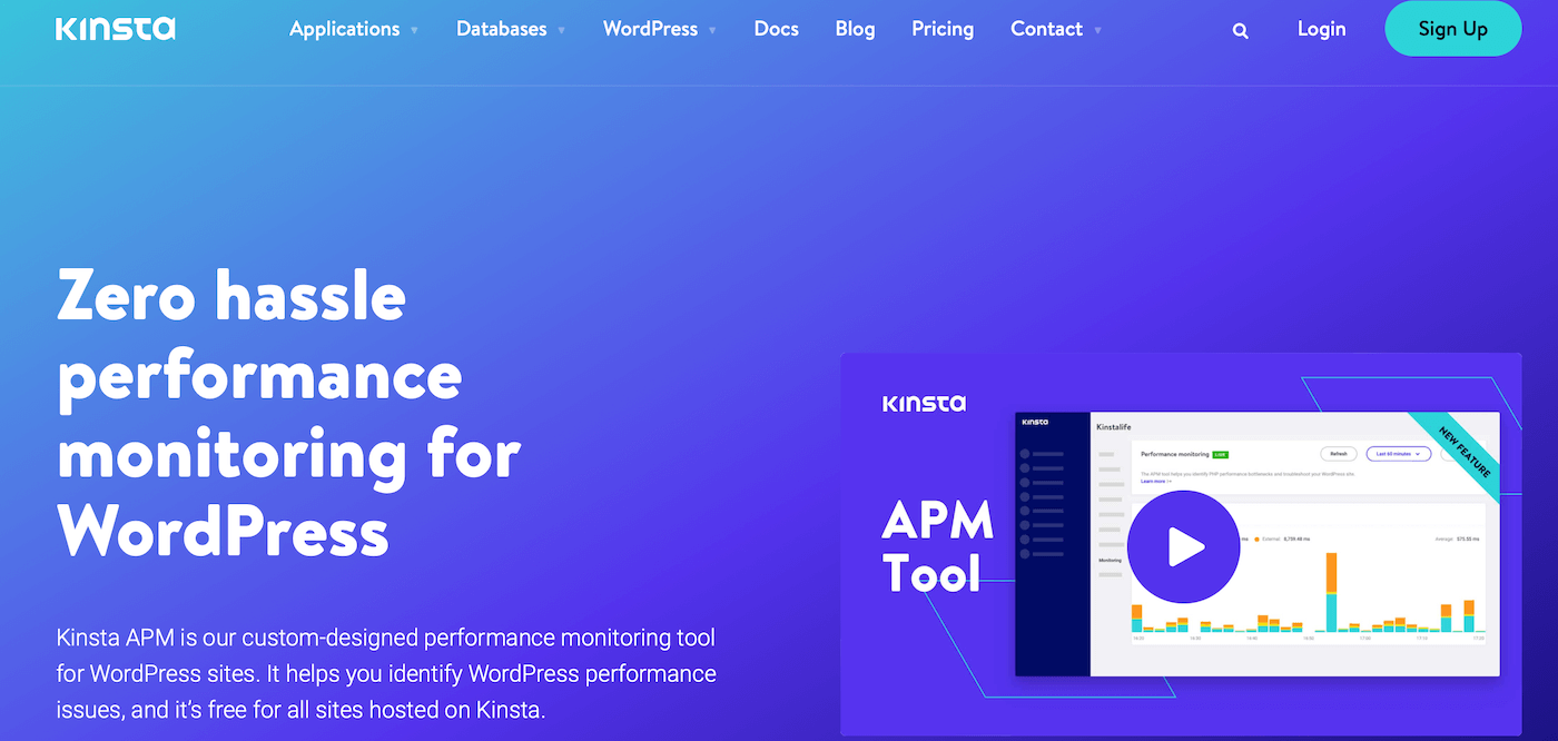 Kinsta APM tool homepagina