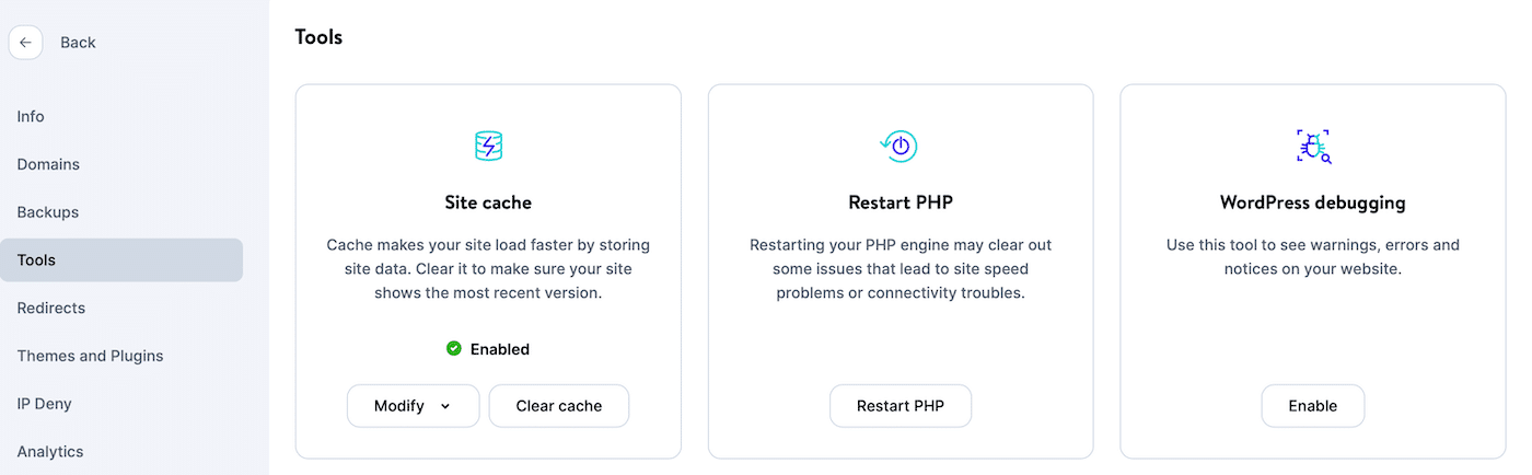 Habilitar o cache em nível de servidor no MyKinsta