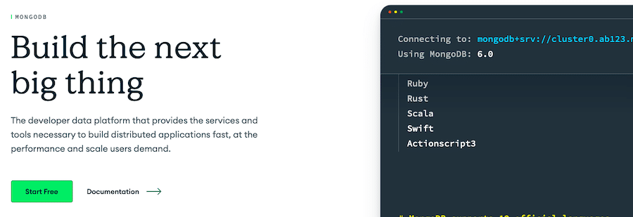 MongoDB homepage