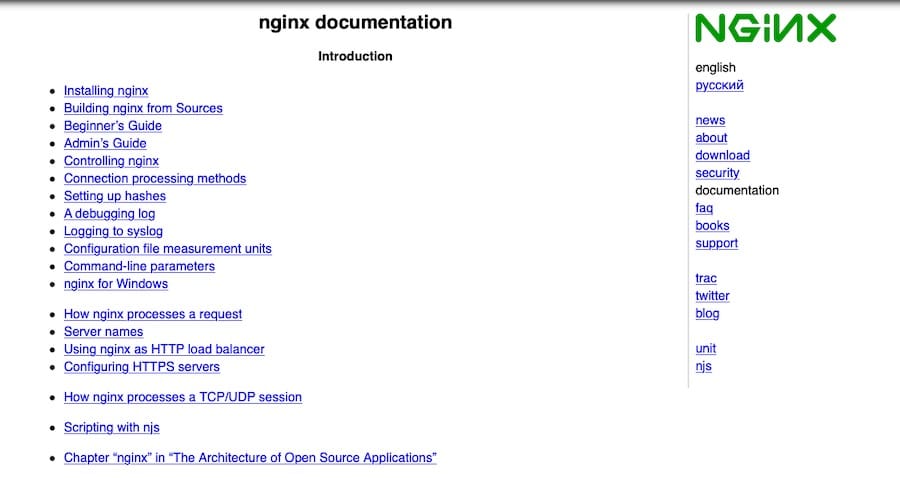 Nginxの公式ドキュメント