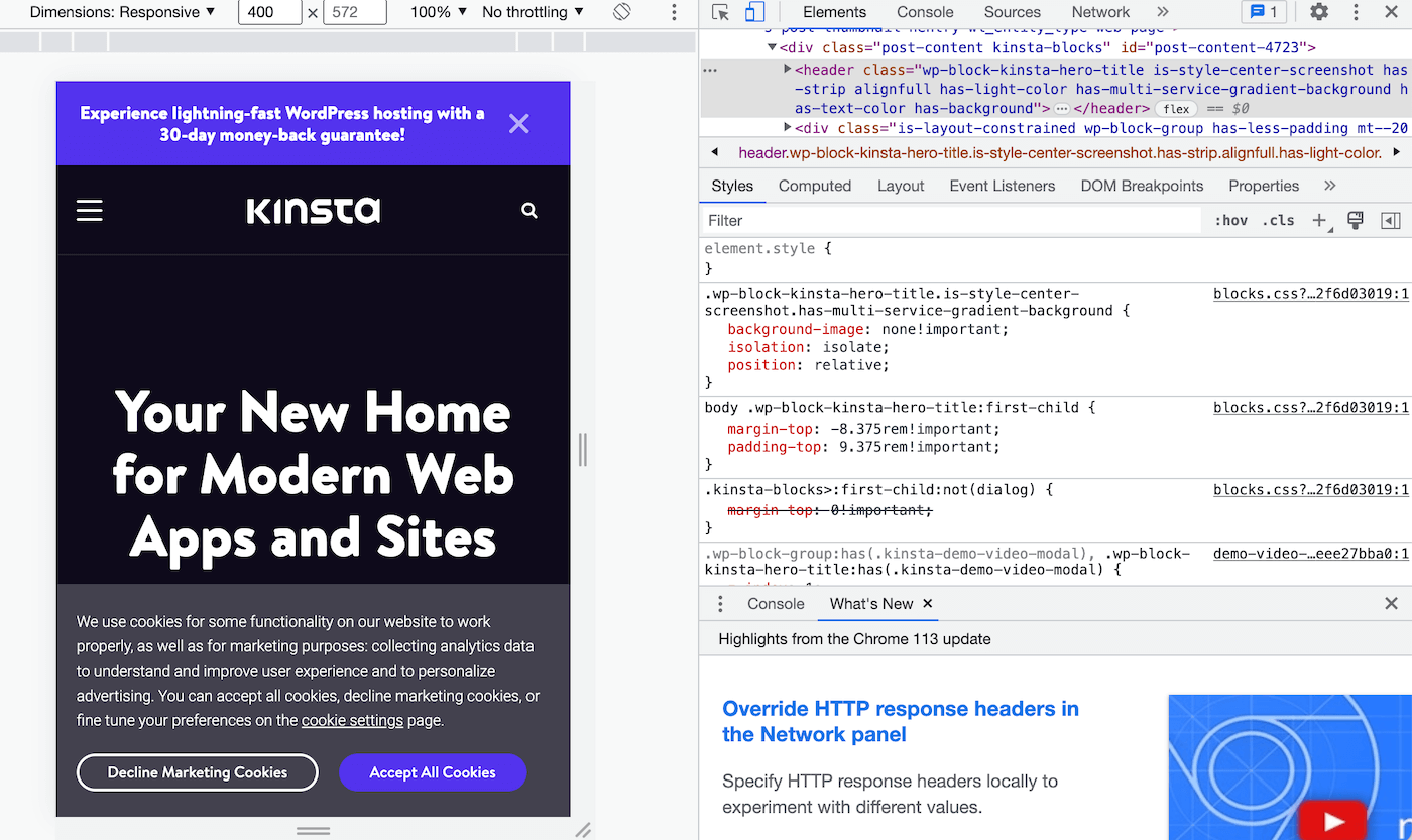 Veja seu site na visualização móvel com o Google Chrome Inspect