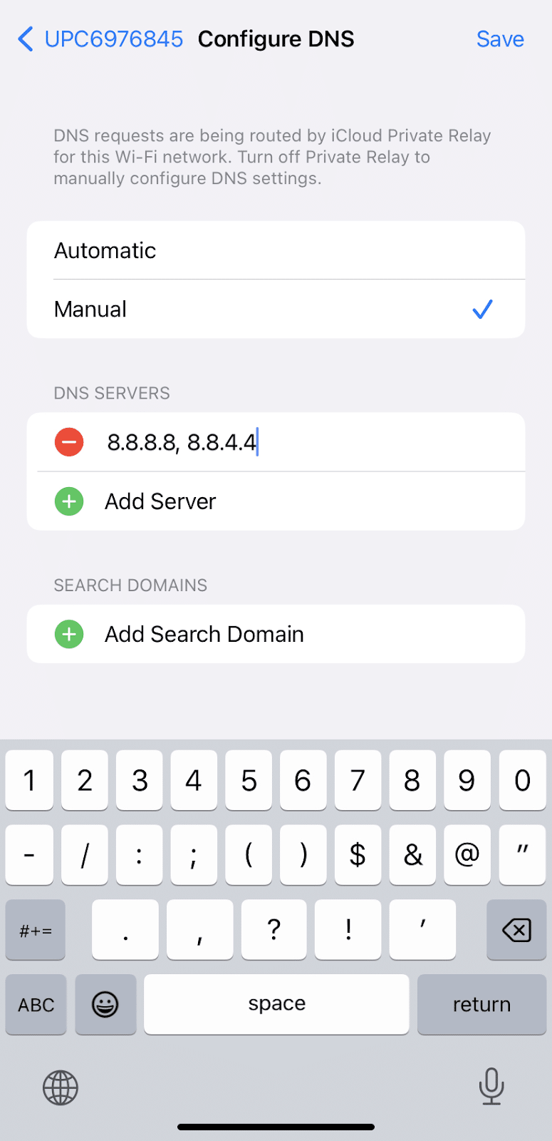 Change DNS settings on iPhone