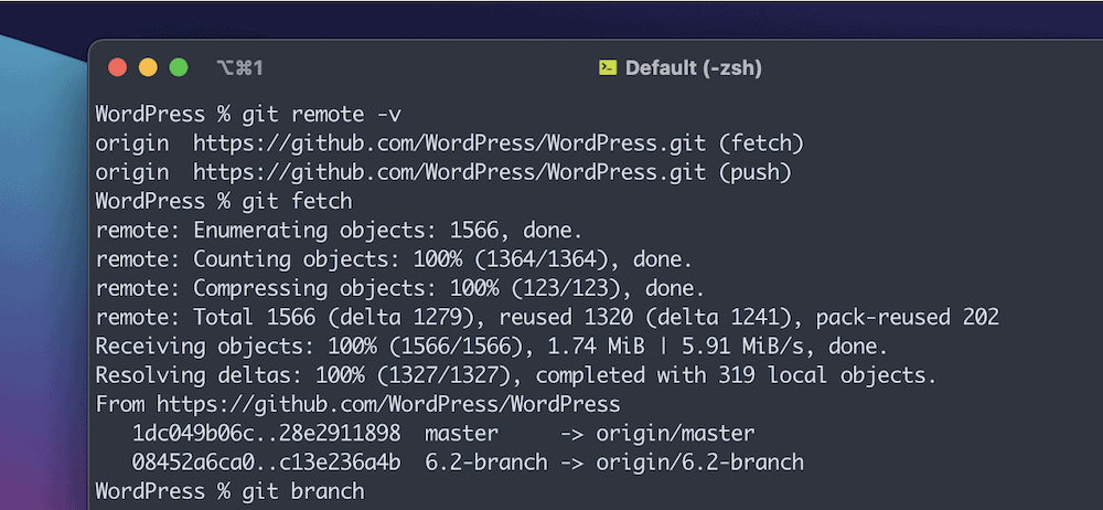 Exécutez un git remote et un git fetch dans le terminal.