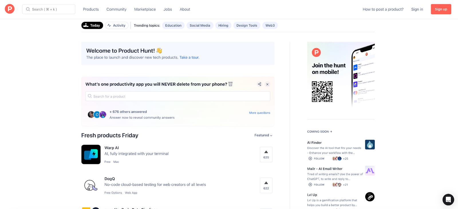  Product-Hunt-homepage