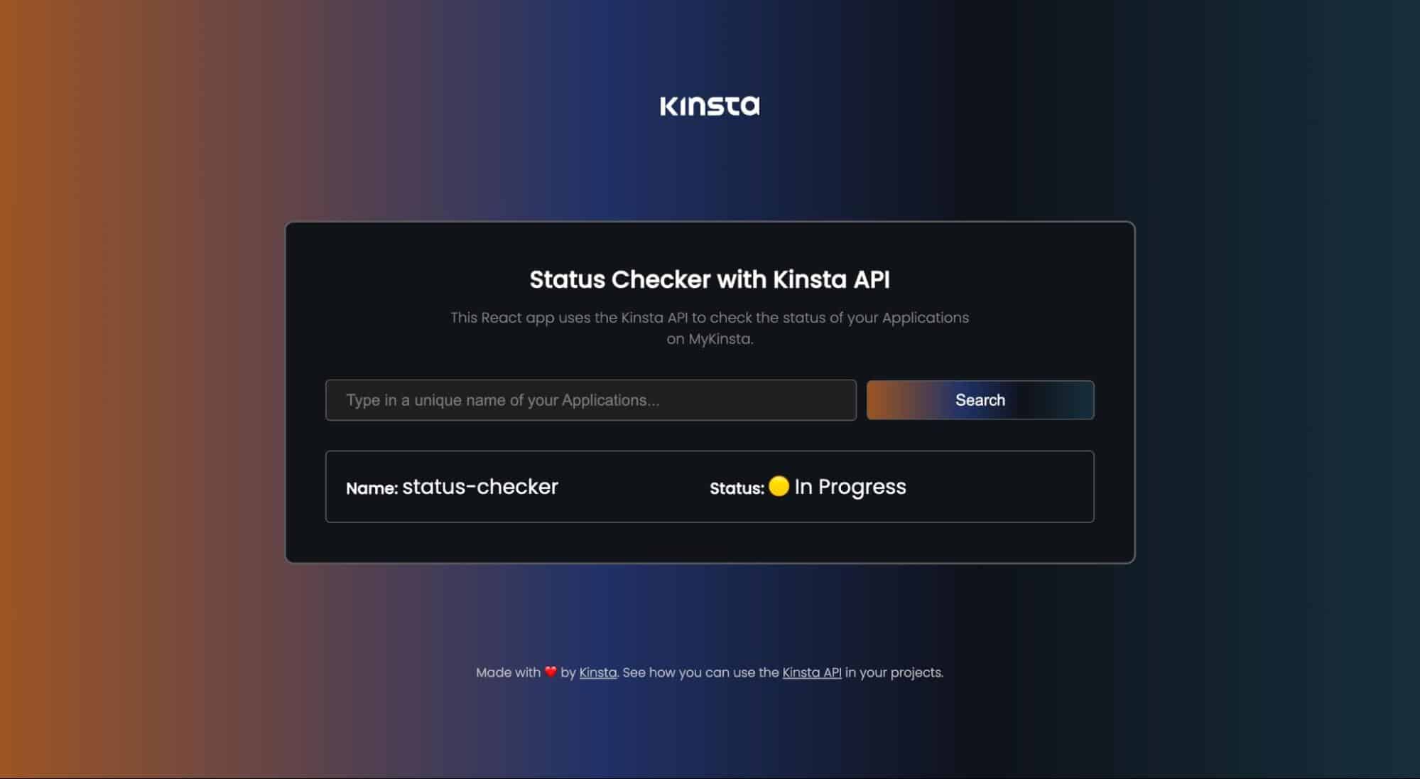 Schermata dello status checker di Kinsta