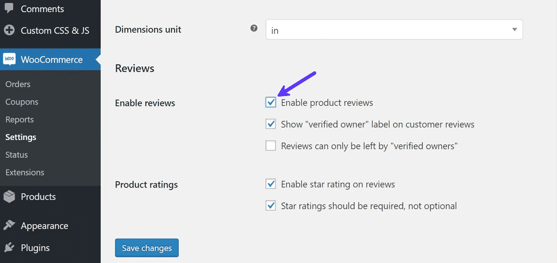 Desactivando las reviews de productos en la configuración de WooCommerce