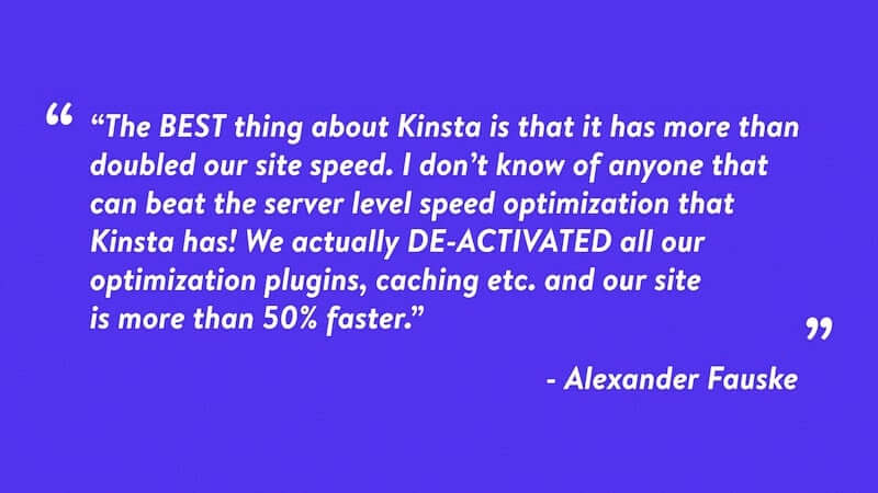 A review from a satisfied Kinsta customer