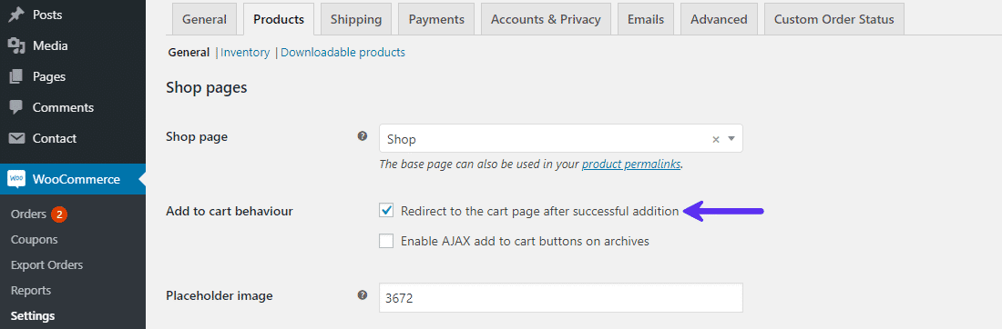WooCommerce Product settings panel to enable Redirect to Cart behaviour