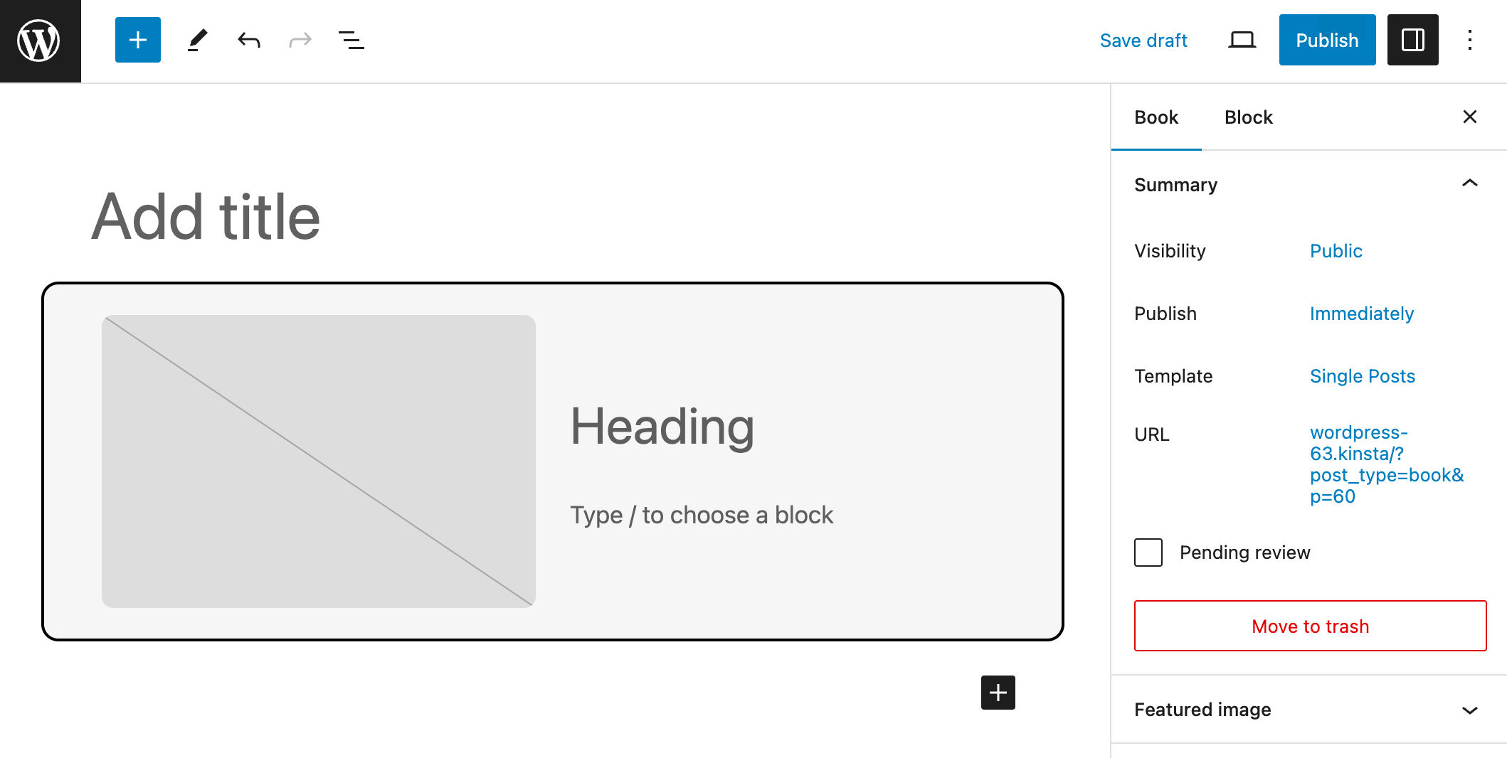 Un diseño de bloques en el editor de bloques