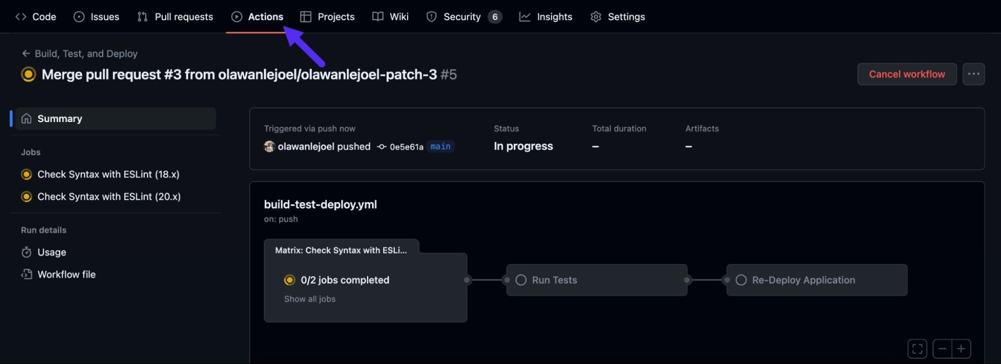 GitHub Actions summary