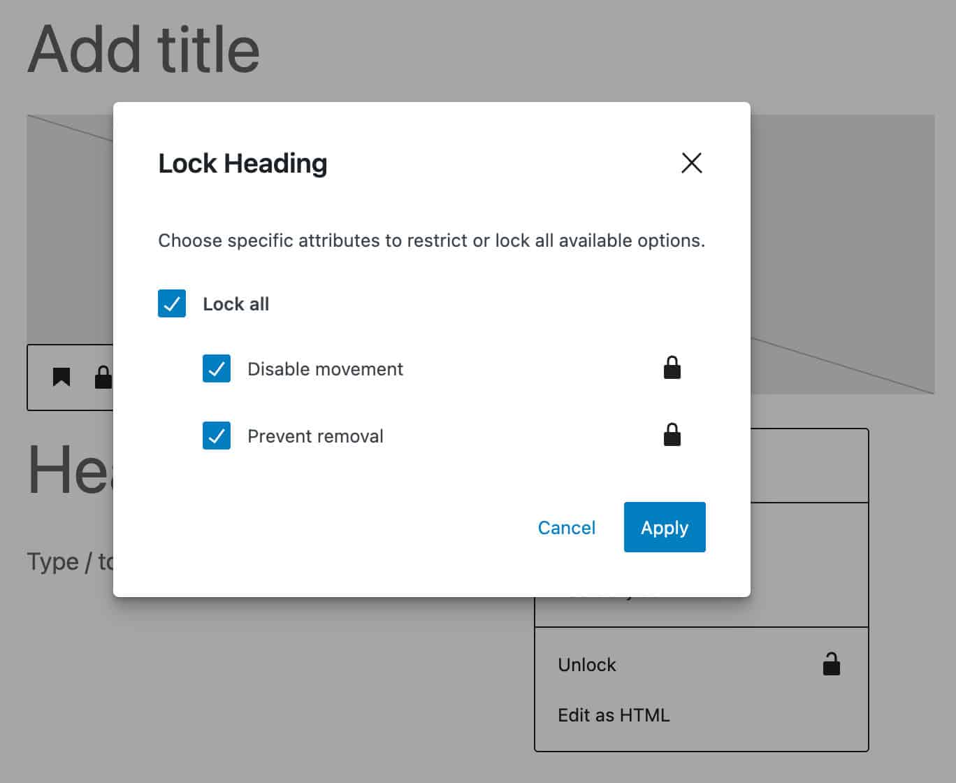 Locking options